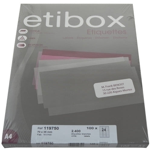 Etibox - ETIQUETAS ADH.IMPR. ETIBOX A4 BLANCA CAJ