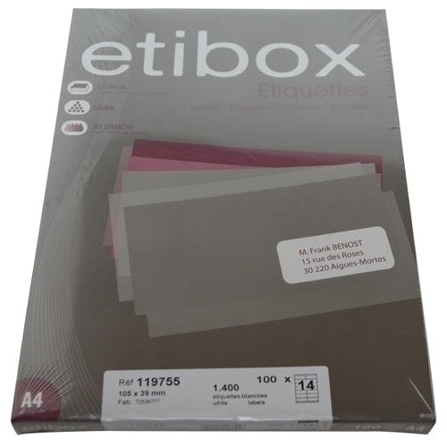 Etibox - ETIQUETAS ADH.IMPR. ETIBOX A4 BLANCA CAJ