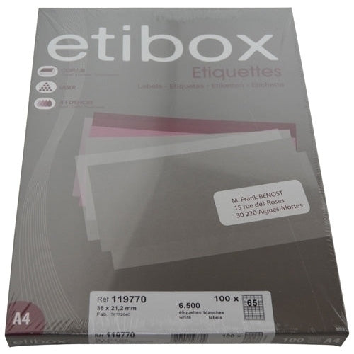 Etibox - ETIQUETAS ADH.IMPR. ETIBOX A4 BLANCA CAJ