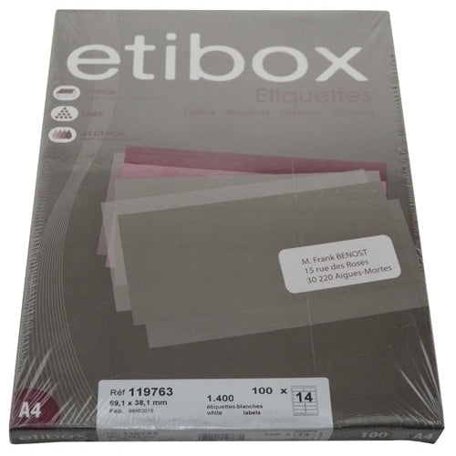 Etibox - ETIQUETAS ADH.IMPR. ETIBOX A4 BLANCA CAJ