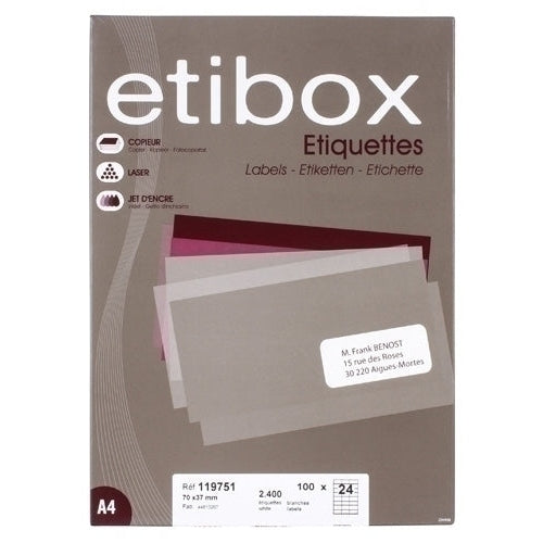 Etibox - ETIQUETAS ADH.IMPR. ETIBOX A4 BLANCA CAJ