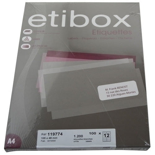 Etibox - ETIQUETAS ADH.IMPR. ETIBOX A4 BLANCA CAJ