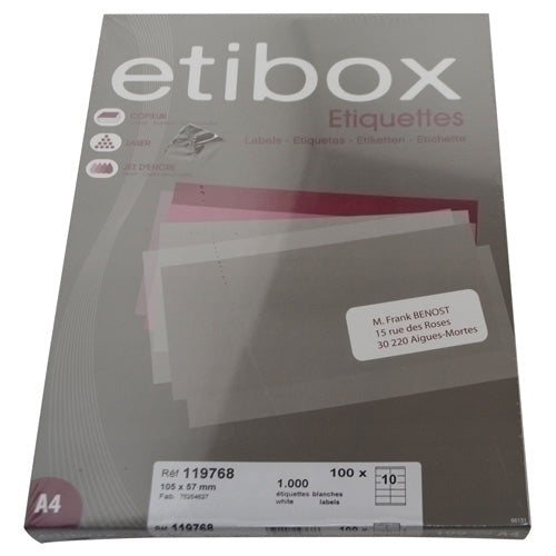 Etibox - ETIQUETAS ADH.IMPR. ETIBOX A4 BLANCA CAJ