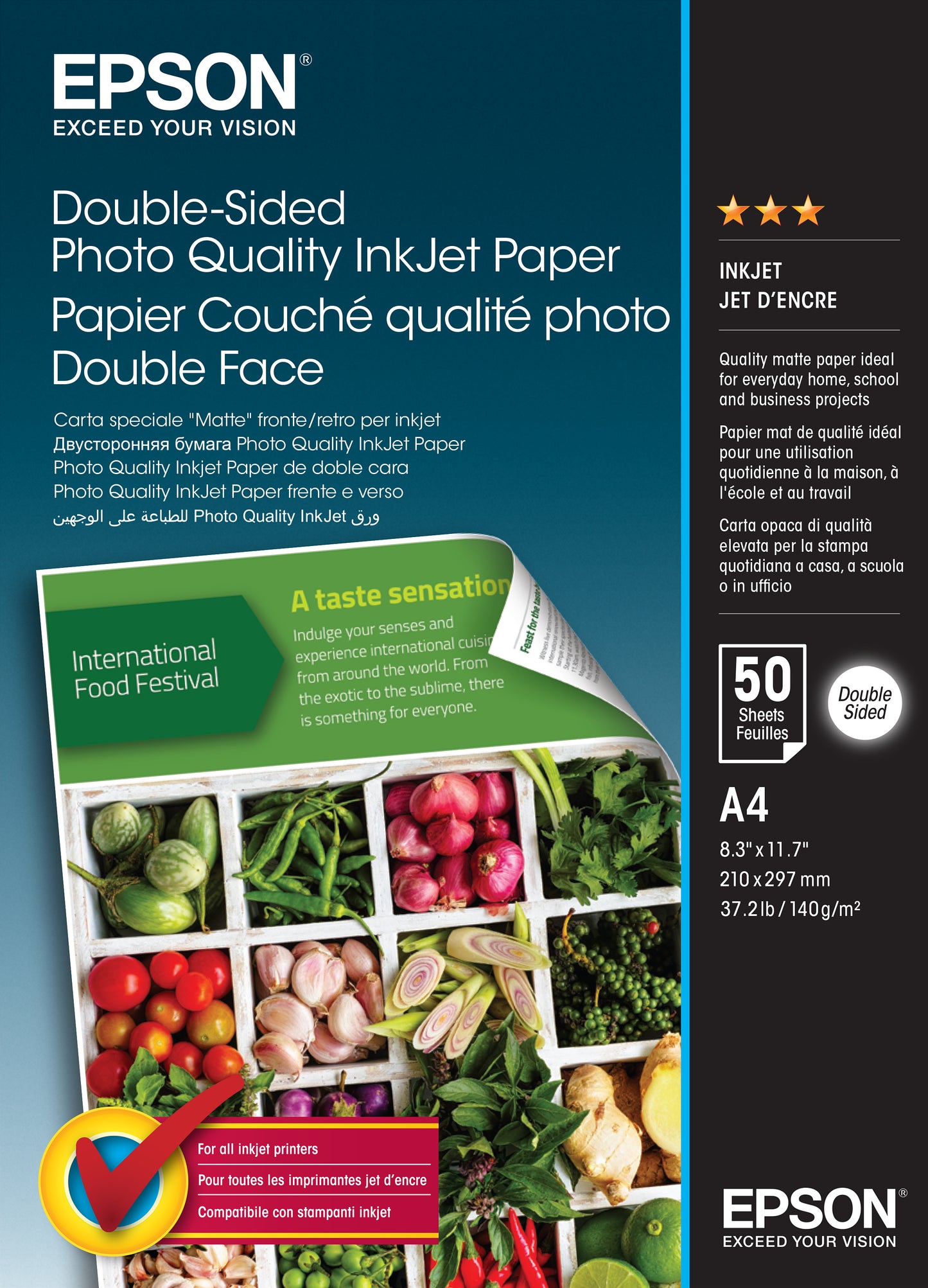 Epson - Double-Sided Photo Quality Inkjet Paper - A4 - 50 Sheets