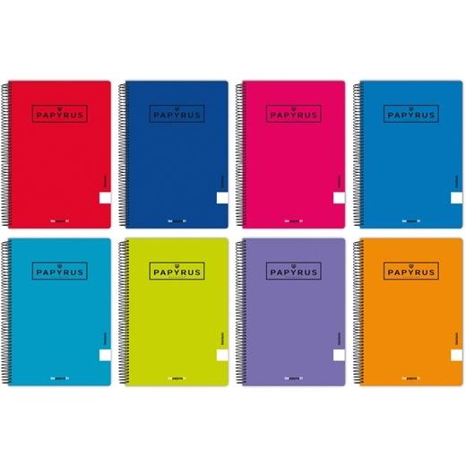 Papyrus - PAPYRUS CUADERNO TAPA BLANDA 01-UNICLASIC 80H 90GR FOLIO CUADRÍCULA 4MM COLORES SURTIDOS - Pack de 5 unidades