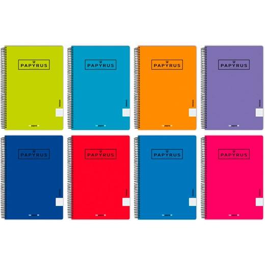 Papyrus - PAPYRUS CUADERNO TAPA PP 08-UNICLASIC 80H 90GR PAUTA 3 5MM FOLIO COLORES SURTIDOS - Pack de 5 unidades