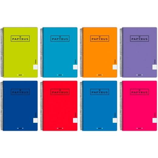 Papyrus - PAPYRUS CUADERNO TAPA PP 08-UNICLASIC 80H 90GR PAUTA 3 5MM CUARTO COLORES SURTIDOS - Pack de 5 unidades