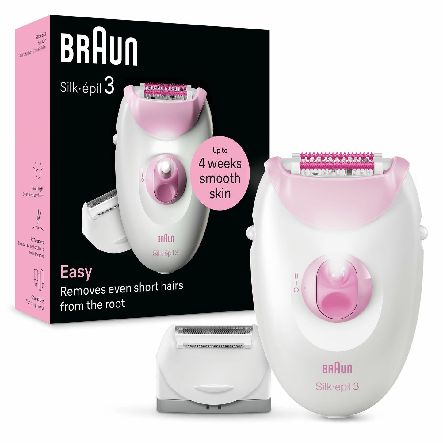 Braun - Silk-épil 3 3-031 20 pinzas Rosa  Blanco