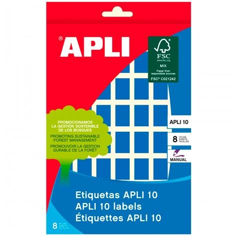 APLI - APLI ETIQUETAS MANUALES 10 12X18MM AZUL 8 HOJAS