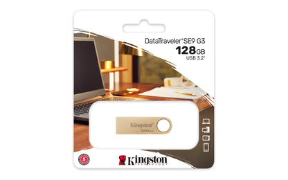 Kingston Technology - DataTraveler SE9 G3 unidad flash USB 128 GB USB tipo A 3.2 Gen 1 (3.1 Gen 1) Oro