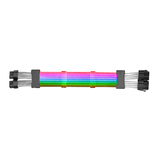 Mars Gaming - MCA-16 Cable Extensor ARGB 8+8pin PCIe para Tarjeta Gráfica LEDs Ultrabrillantes Compatibilidad Total AWG18 de Cobre Puro 310mm