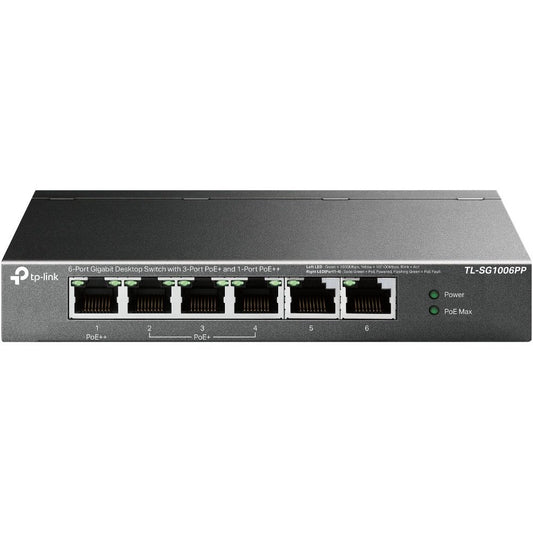 TP-Link - TL-SG1006PP switch No administrado Gigabit Ethernet (10/100/1000) Energía sobre Ethernet (PoE) Gris