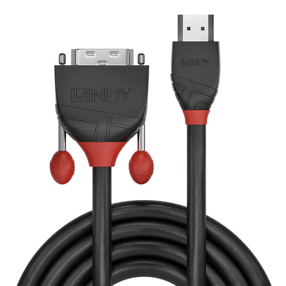 Lindy - 36275 adaptador de cable de vídeo 10 m HDMI tipo A (Estándar) DVI-D Negro  Rojo