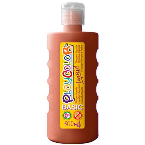 Playcolor - PLAYCOLOR TÉMPERA LÍQUIDA BASIC BOTELLA 500ML MARRÓN