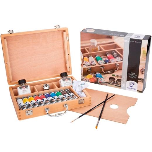 Talens - TALENS VAN GOGH SET BÁSICO DE PINTURAS AL ÓLEO 10 TUBOS DE 40ML + ACCESORIOS C/SURTIDOS -CAJA DE MADERA-