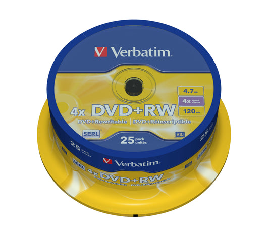 Verbatim - DVD+RW Matt Silver 4 7 GB 25 pieza(s)