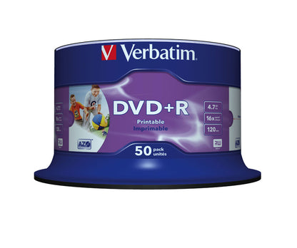 Verbatim - DVD+R Wide Inkjet Printable No ID Brand 4 7 GB 50 pieza(s)