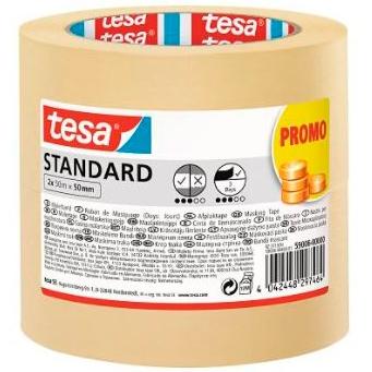 TESA - TESA CINTA DE ENMASCARAR STANDARD ADHESIVA PARA PINTOR 50MX50MM EN PACK DE 2