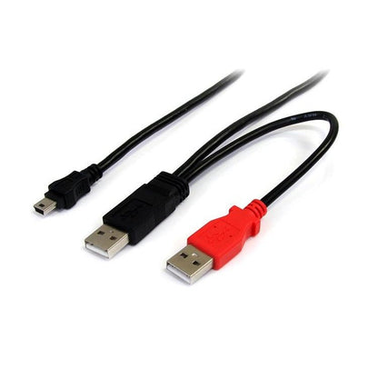 StarTech.com - Cable de 1 8m USB 2.0 en Y para Discos Duros Externos - Cable Mini B a 2x USB A