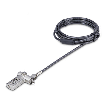 StarTech.com - Cable de 2m Universal de Seguridad para Portátiles - Cable con Candado para Portátiles Compatible con Noble Wedge/Nano/K-Slot - Cerradura de Combinación - Anticorte - Antirrobo