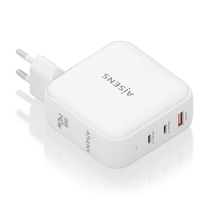 AISENS - Cargador GaN 140W  2xUSB-C PD3.1 QC4.0  1xUSB-A QC3.0  Blanco