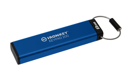 Kingston Technology - IronKey Keypad 200 unidad flash USB 8 GB USB tipo A 3.2 Gen 1 (3.1 Gen 1) Azul