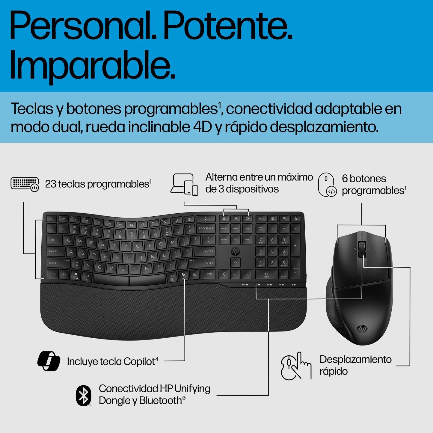 HP - 685 Comfort Dual-Mode Keyboard and Mouse Combo