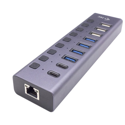 i-tec - USB-A/USB-C Charging HUB 9port with LAN + Power Adapter 60 W