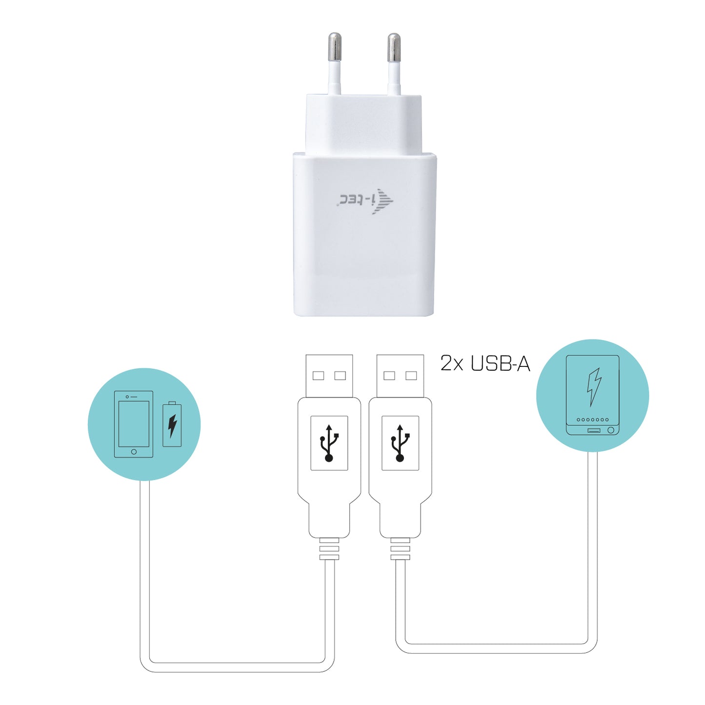 i-tec - CHARGER2A4W cargador de dispositivo móvil Blanco Interior