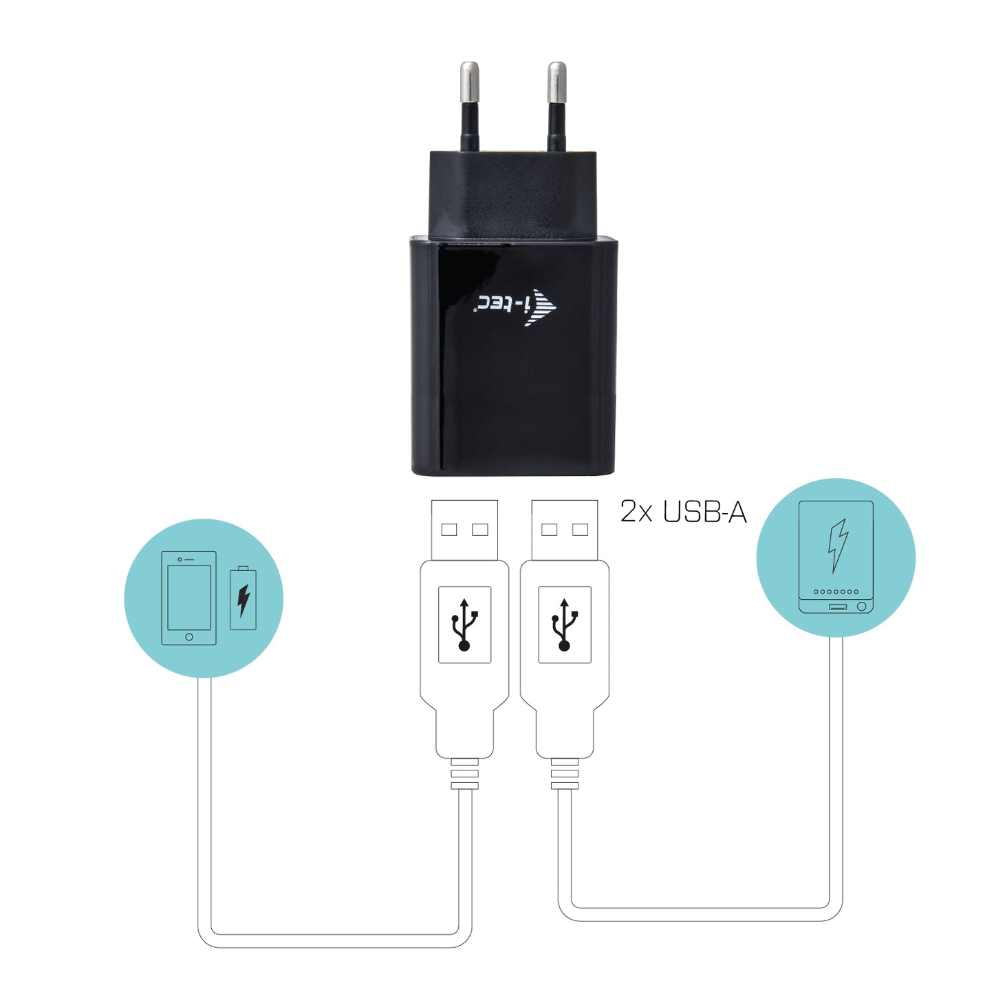 i-tec - CHARGER2A4B cargador de dispositivo móvil Negro Interior