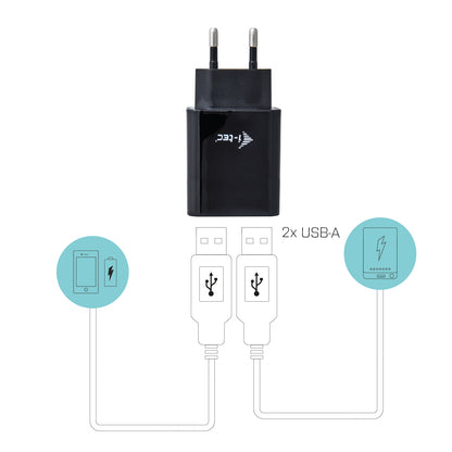 i-tec - CHARGER2A4B cargador de dispositivo móvil Negro Interior