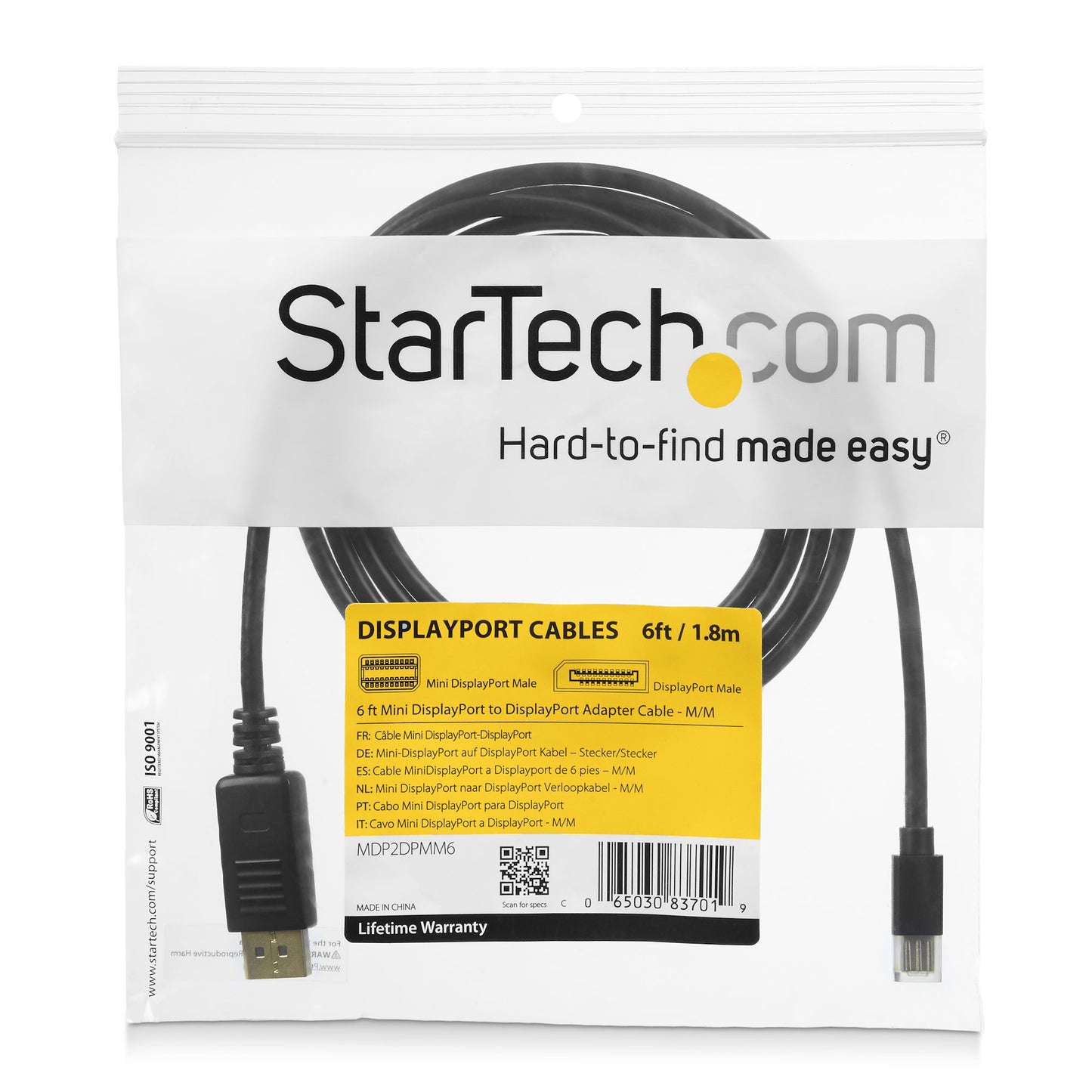 StarTech.com - Cable de 3m Mini DisplayPort a DisplayPort 1.2 - Cable Adaptador Mini DisplayPort a DisplayPort 4K x 2K UHD - Cable para Monitor Mini DP a DP