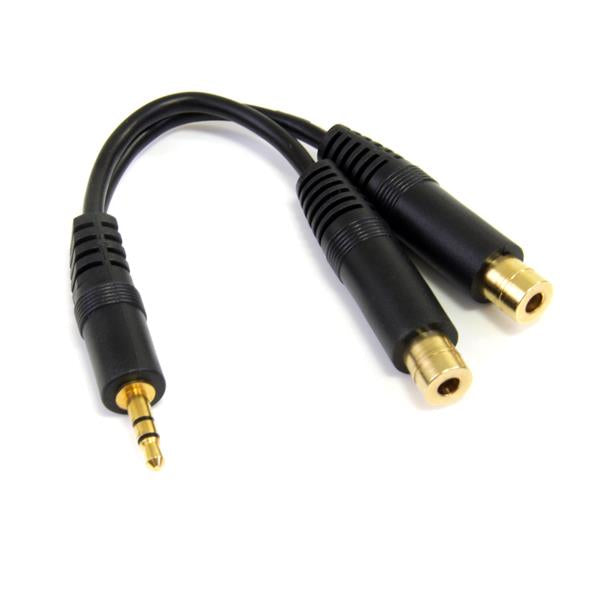 StarTech.com - Cable 15cm Audio Splitter Divisor de Auriculares Mini-Jack 3 5mm Estéreo Macho a 2x Hembra