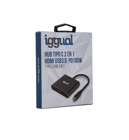 iggual - Hub tipo C 3 en 1 HDMI USB3.0