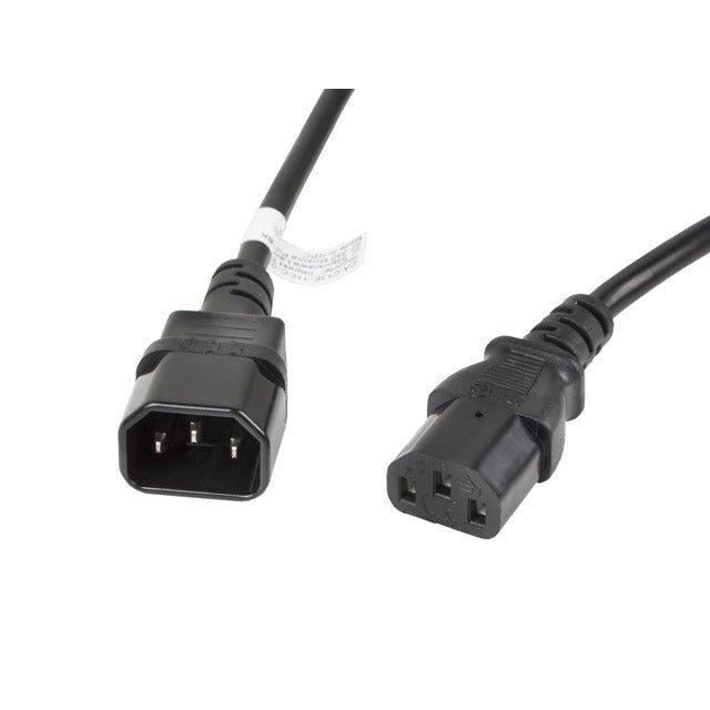 Lanberg - CA-C13E-11CC-0030-BK cable de transmisión Negro 3 m C13 acoplador C14 acoplador