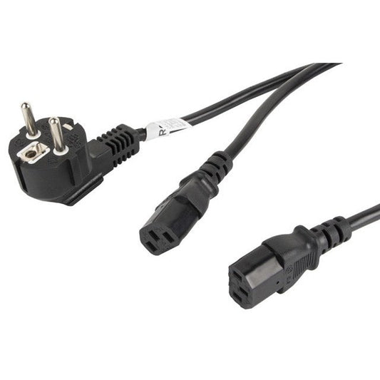 Lanberg - CA-C13C-13CC-0018-BK cable de transmisión Negro 2 m C13 acoplador CEE7/7