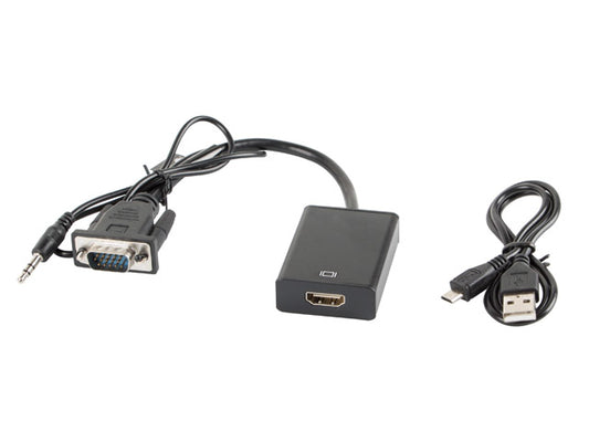 Lanberg - AD-0021-BK adaptador de cable de vídeo 0 2 m HDMI tipo A (Estándar) VGA (D-Sub) Negro