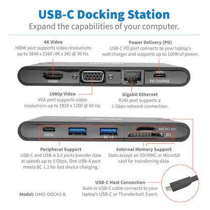 Eaton - USB-C DOCK - 4K HDMI  VGA  USB 3.2