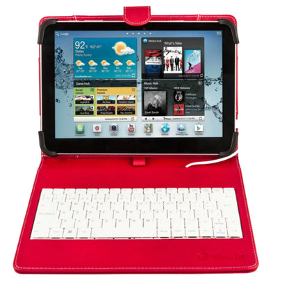 SilverHT - Funda con teclado para tablets de 9 a 10'1 pulgadas Rojo y Blanco