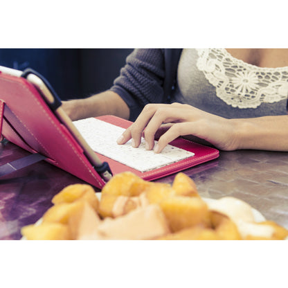 SilverHT - Funda con teclado para tablets de 9 a 10'1 pulgadas Rojo y Blanco