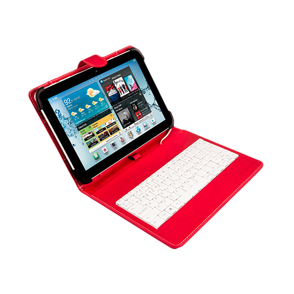 SilverHT - Funda con teclado para tablets de 9 a 10'1 pulgadas Rojo y Blanco