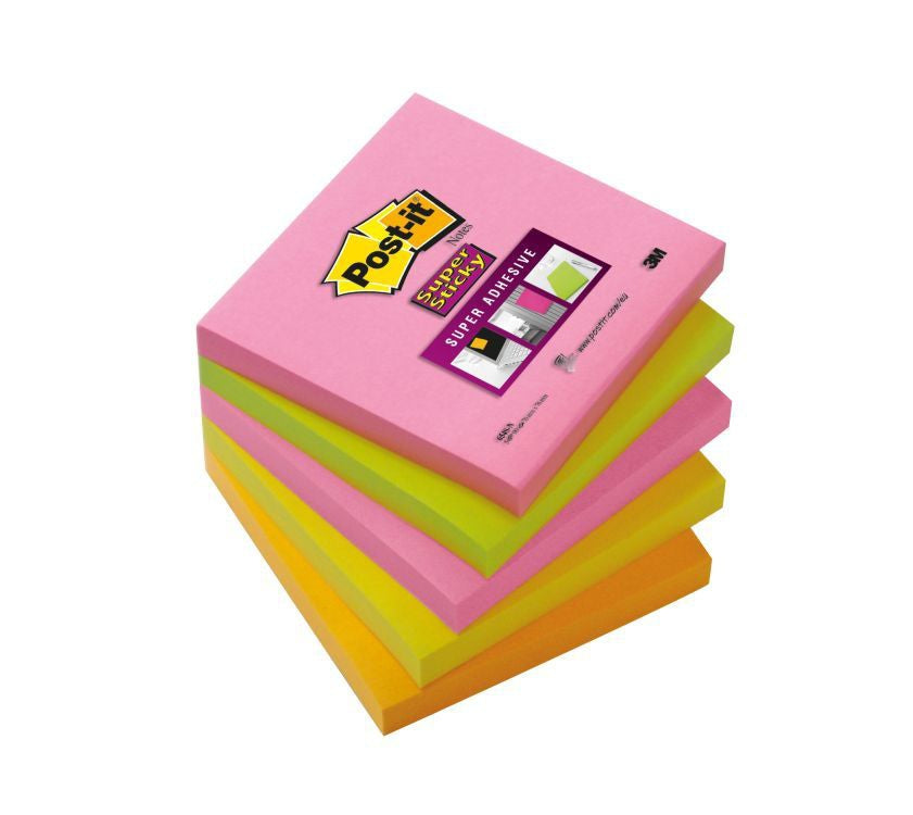 Post-It - 654S-N nota autoadhesiva Plaza Verde  Naranja  Rosa  Amarillo 90 hojas Autoadhesivo