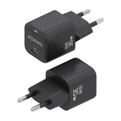 AISENS - Cargador Gan 30W  1xUSB-C PD3.0 QD4.0  Negro