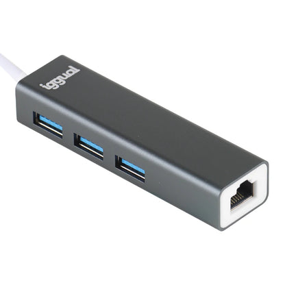 iggual - Hub tipo C 3 puertos USB 3.0 + RJ45 Gigabit