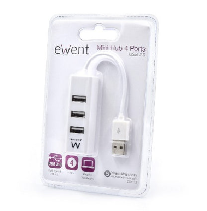 Ewent - EW1122 hub de interfaz USB 2.0 Blanco