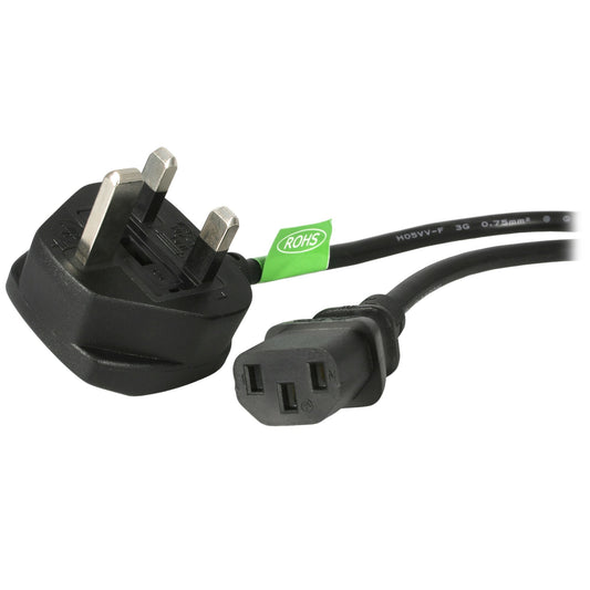 StarTech.com - Cable de 1m (3 pies) de Alimentación de Ordenador para el Reino Unido UK  BS1363 a C13  18AWG  10A 250V  Cable Inglés de Corriente de Repuesto  Cable de Alimentación de TV