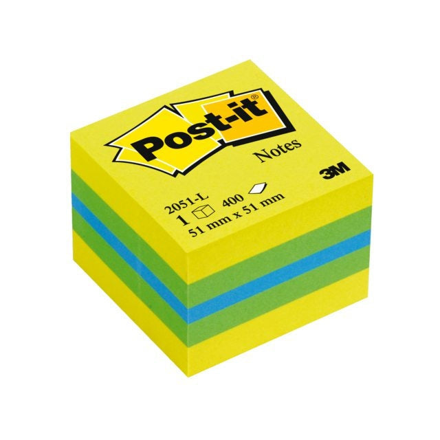 3M - Post-it 2051L nota autoadhesiva Plaza Azul  Verde  Turquesa  Amarillo 400 hojas Autoadhesivo