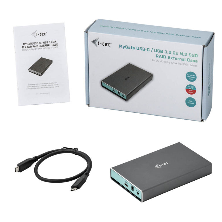 i-tec - MySafe USB 3.0 / USB-C 3.1 Gen. 2 Caja de dos bahías