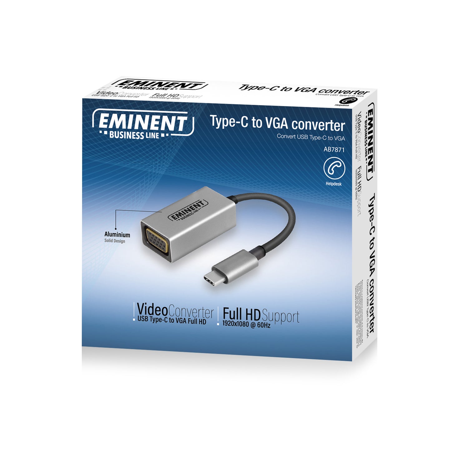 Eminent - AB7871 Adaptador gráfico USB 1920 x 1080 Pixeles Aluminio  Negro