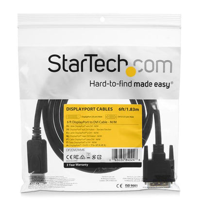 StarTech.com - Cable 1 8m Adaptador de Vídeo DisplayPort a DVI - Conversor DP - Hasta 1920x1200 - Pasivo